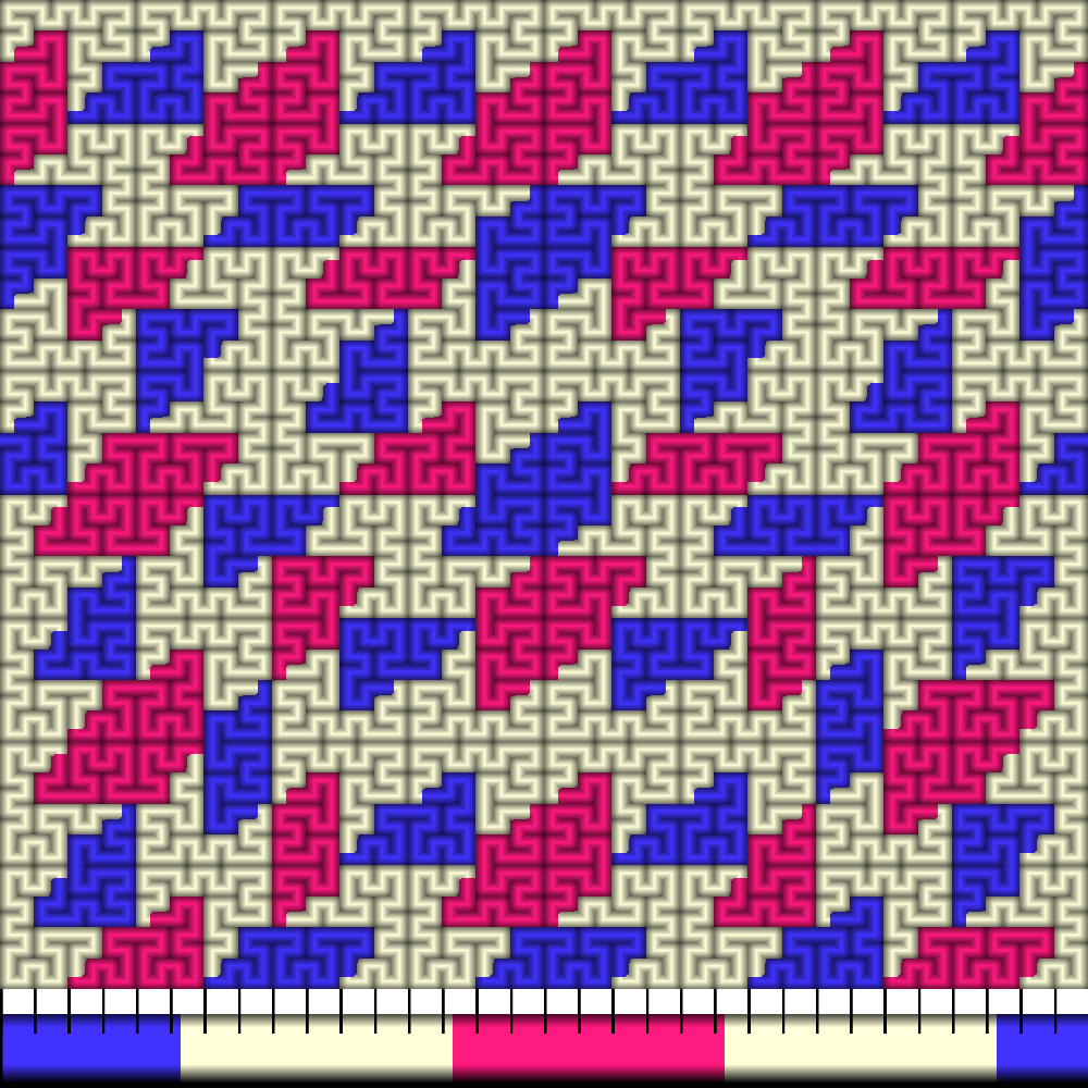 Hilbert curve colouring, using mask shape of photo of Hilbert